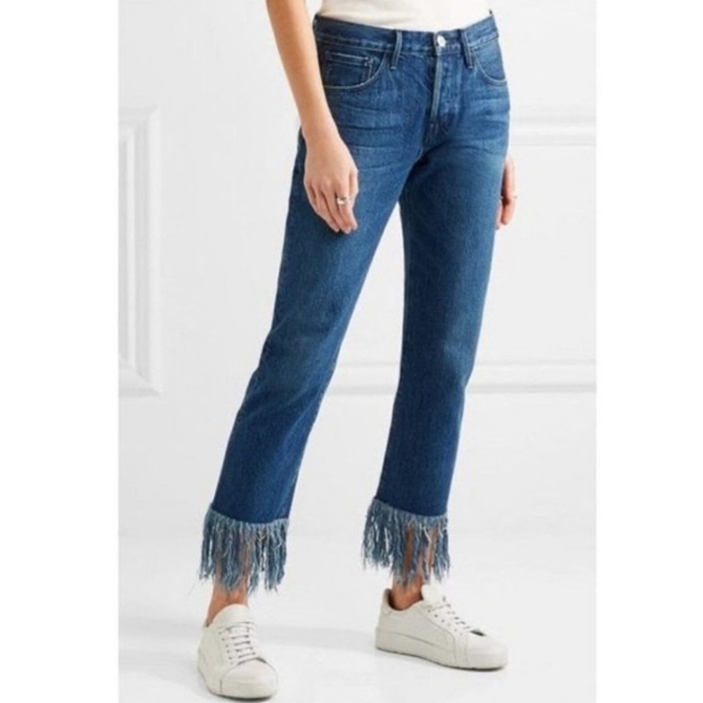 3x1 NYC Fringe Straight Crop Selvedge Jeans Lima Mid Wash - Picture 2 of 14